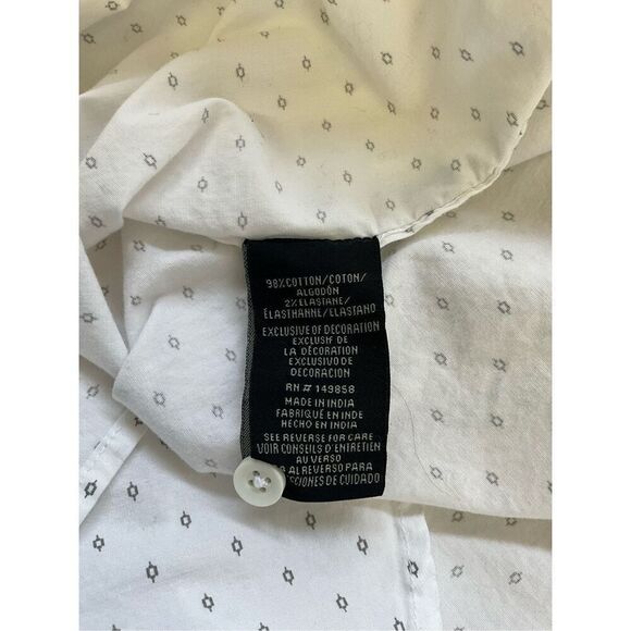 Voyager Mens Size XXL Button Front Shirt White Geometric Print Short Sleeves - Picture 11 of 13